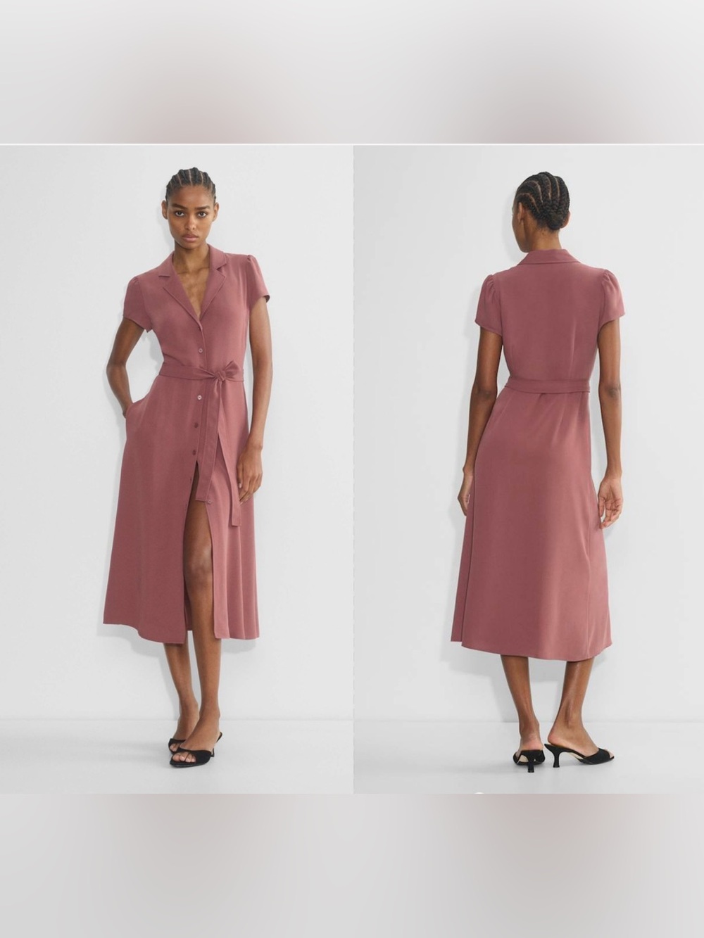 NWOTS Wilfred button up Shirt Dress Midi Length Sz M Opera Rose